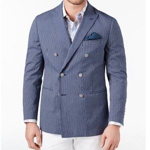 Tallia Seersucker Stripe Double-Breasted Blazer